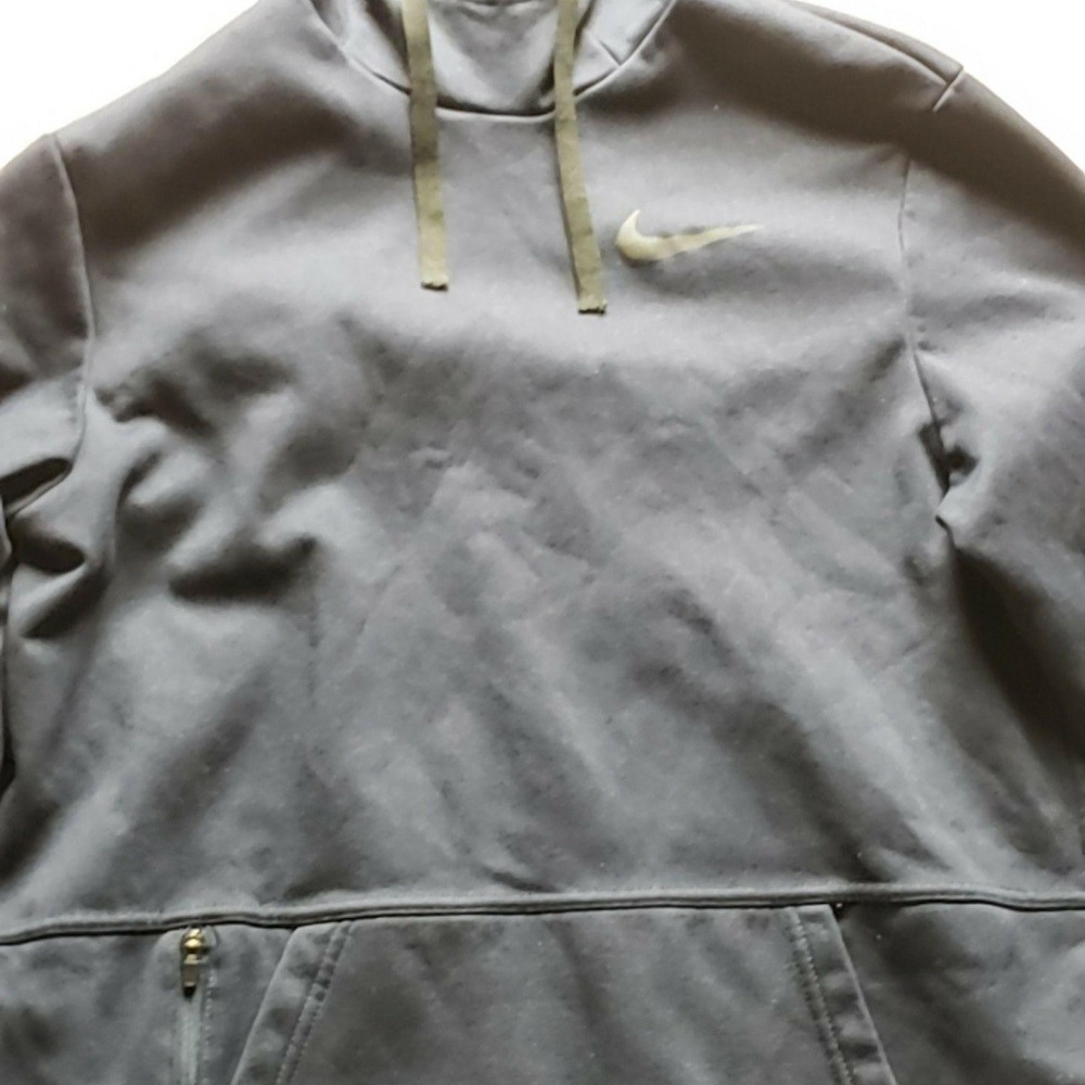 Nike Hoodie Mens Medium Blue‎ Dri-Fit Pullover Fleece Swoosh Pocket Athletic Top
